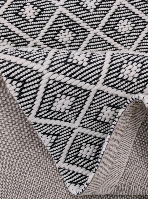 Tapis kilim fait main en PET motif géométrique - Kiabi