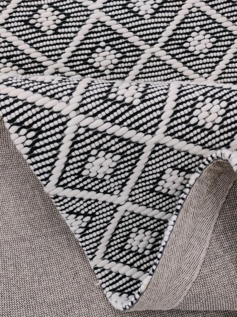 Tapis kilim fait main en PET motif géométrique Blanc - Kiabi