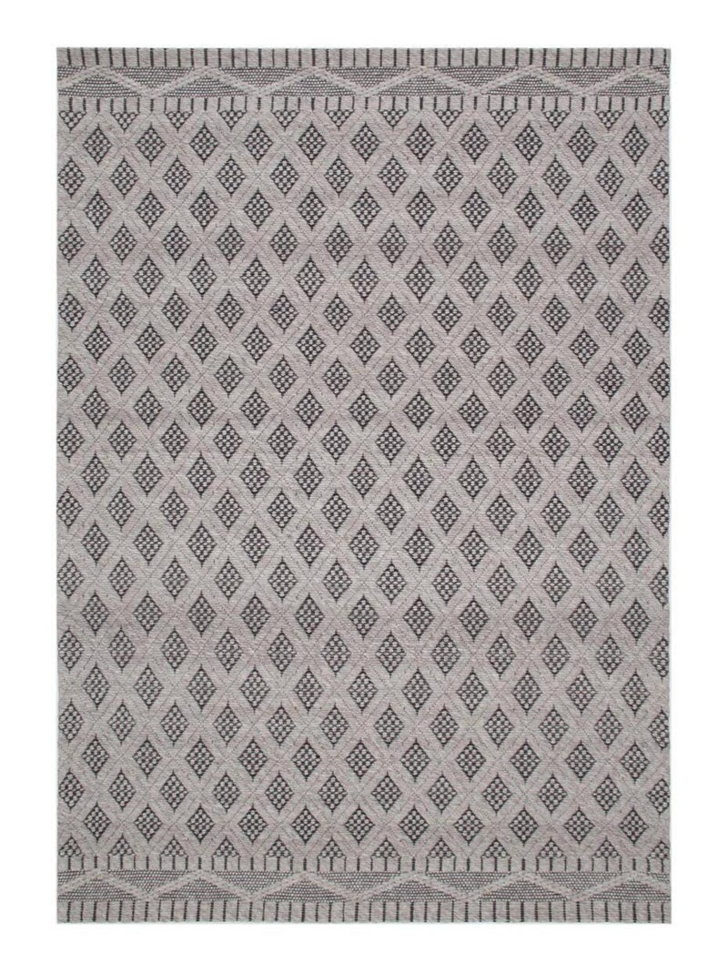 Tapis kilim fait main en PET motif géométrique Ecru - Kiabi
