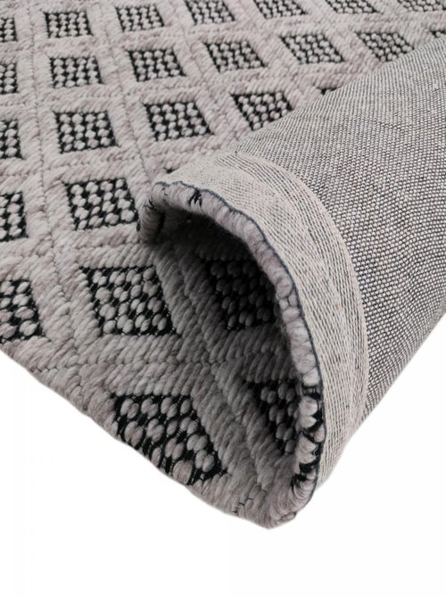 Tapis kilim fait main en PET motif géométrique - Kiabi