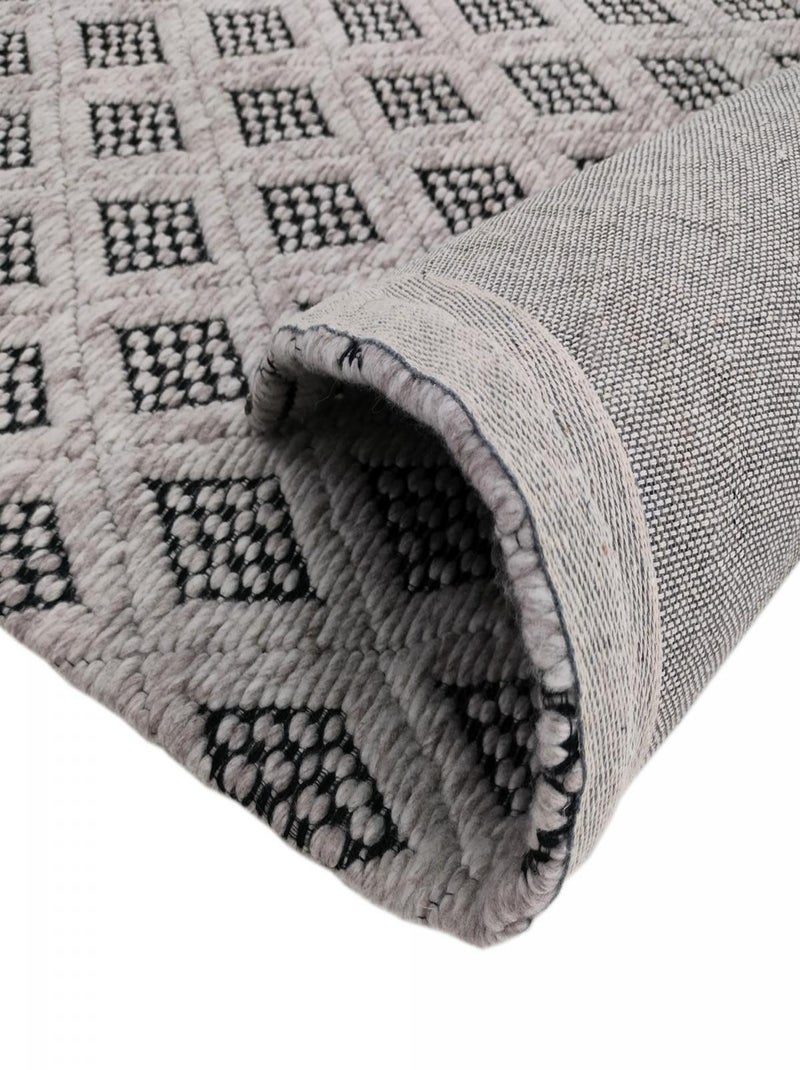 Tapis kilim fait main en PET motif géométrique Ecru - Kiabi