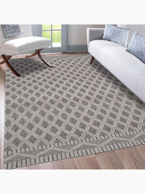 Tapis kilim fait main en PET motif géométrique - Kiabi