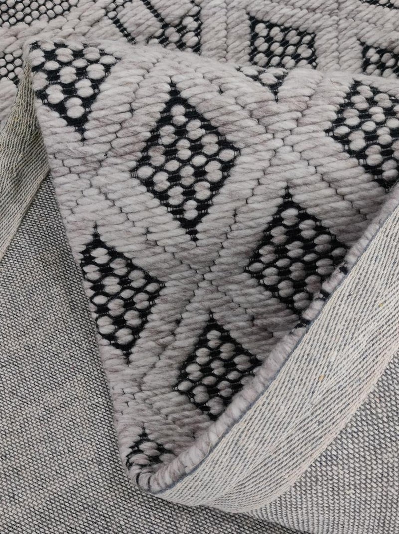 Tapis kilim fait main en PET motif géométrique Ecru - Kiabi