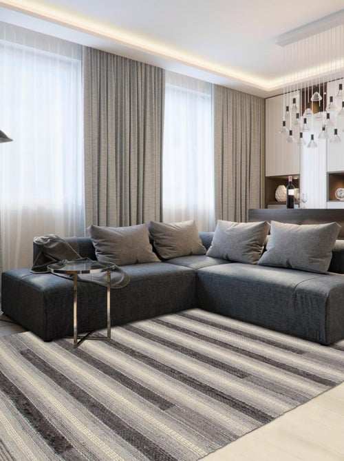 Tapis kilim fait main en PET motif géométrique - Kiabi