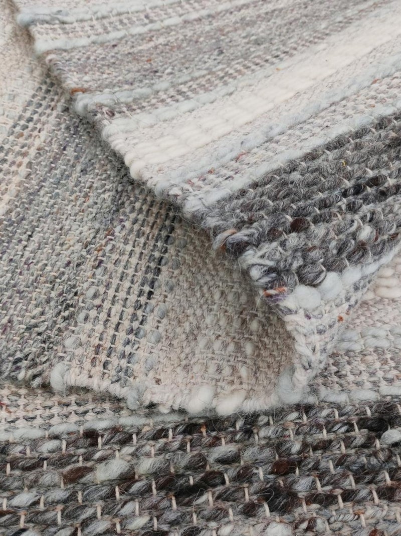 Tapis kilim fait main en PET motif géométrique Gris - Kiabi