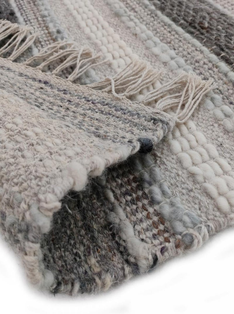 Tapis kilim fait main en PET motif géométrique Gris - Kiabi