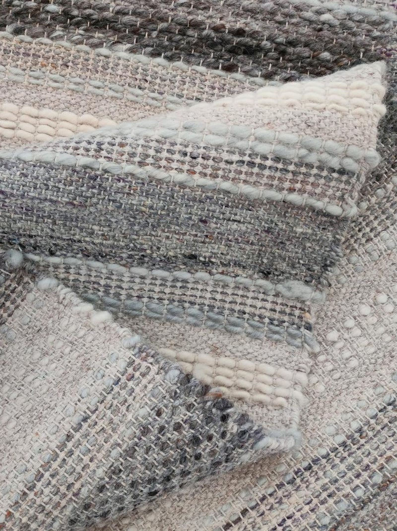 Tapis kilim fait main en PET motif géométrique Gris - Kiabi