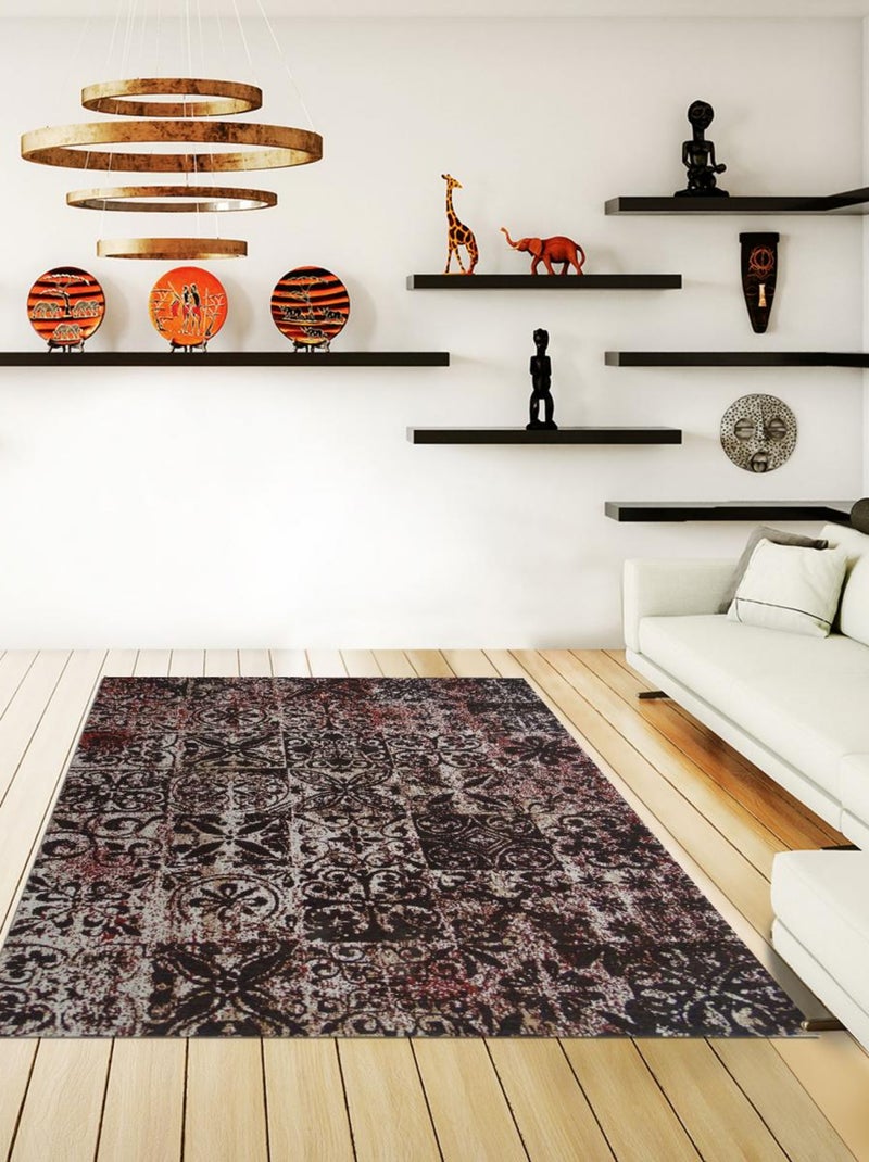 Tapis kilim fait main motif géométrique LINIT Marron - Kiabi