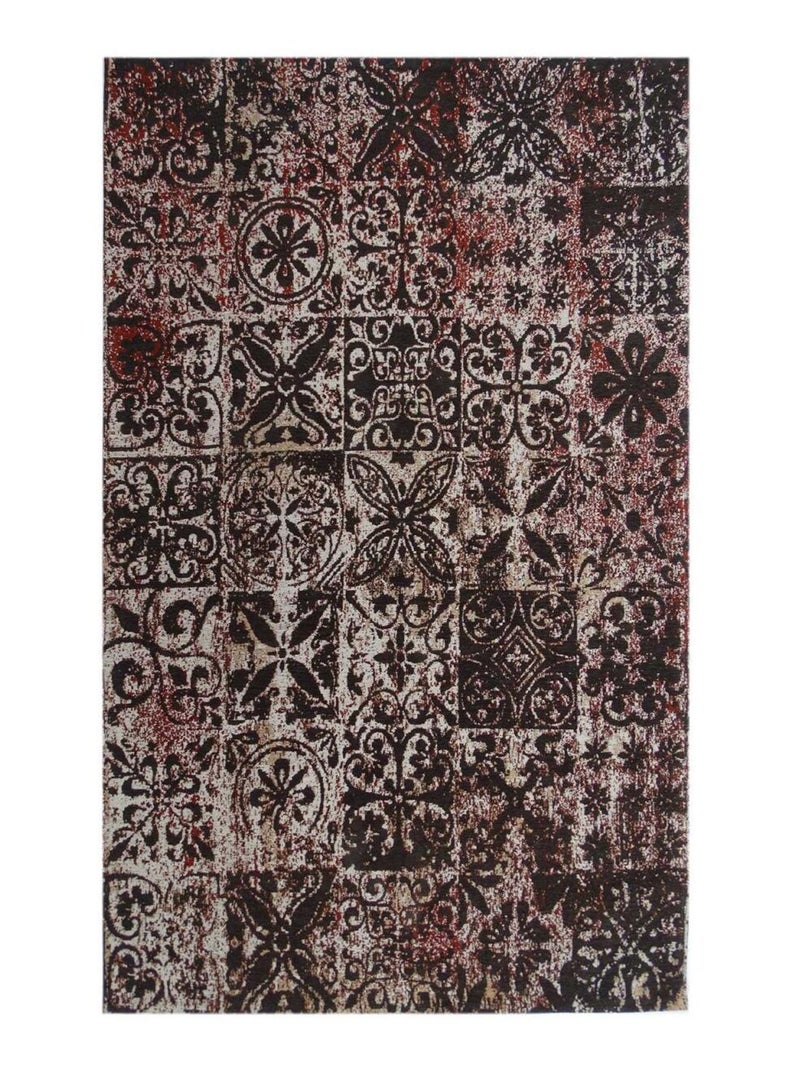 Tapis kilim fait main motif géométrique LINIT Marron - Kiabi