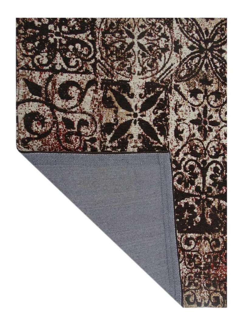 Tapis kilim fait main motif géométrique LINIT Marron - Kiabi