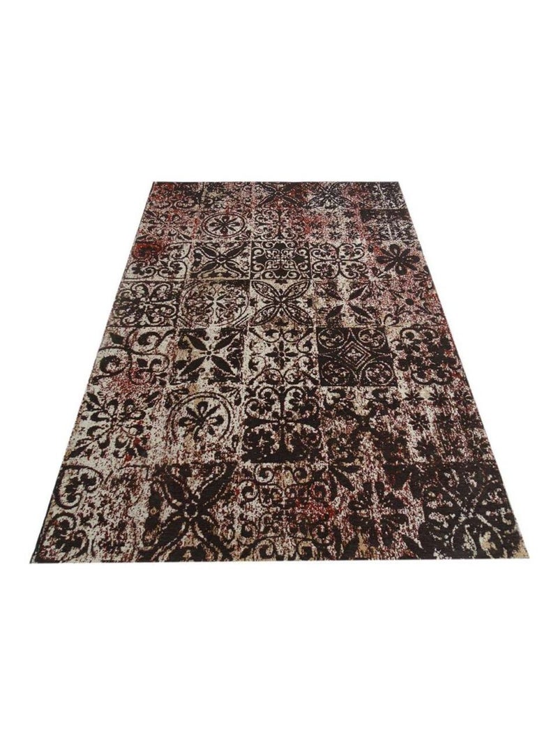 Tapis kilim fait main motif géométrique LINIT Marron - Kiabi