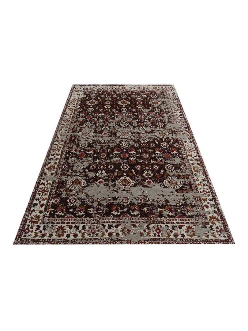 Grand Tapis Kelim Afghan Fait Main – 410x150 Cm, Laine, Marron Et Violet, Motif Oriental