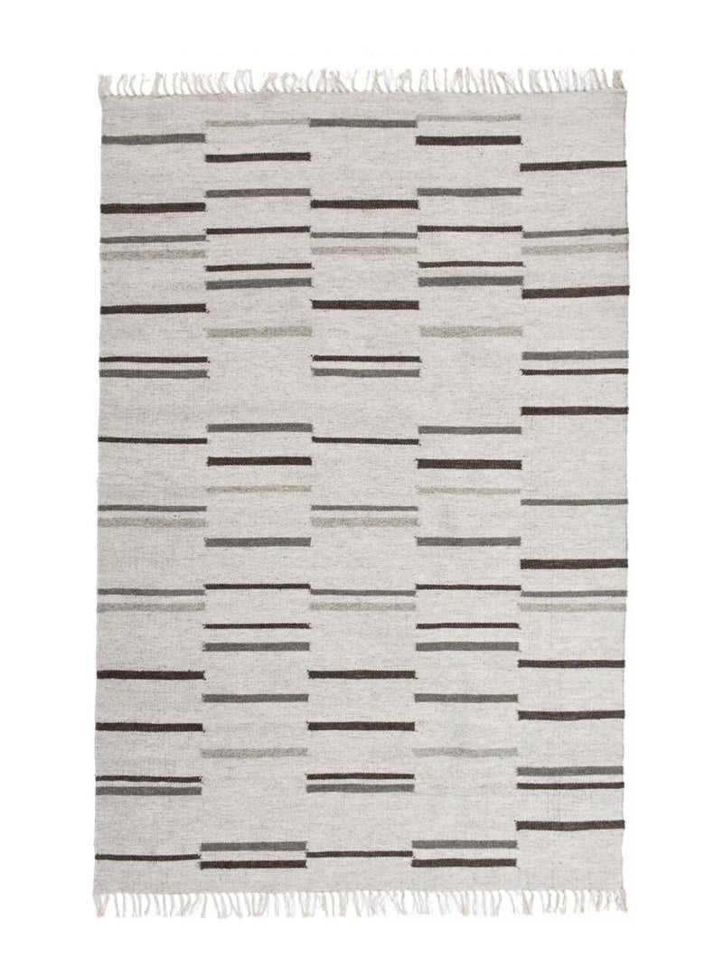 Tapis kilim FOPTAN, fait à la main en laine motif géométrique Gris - Kiabi