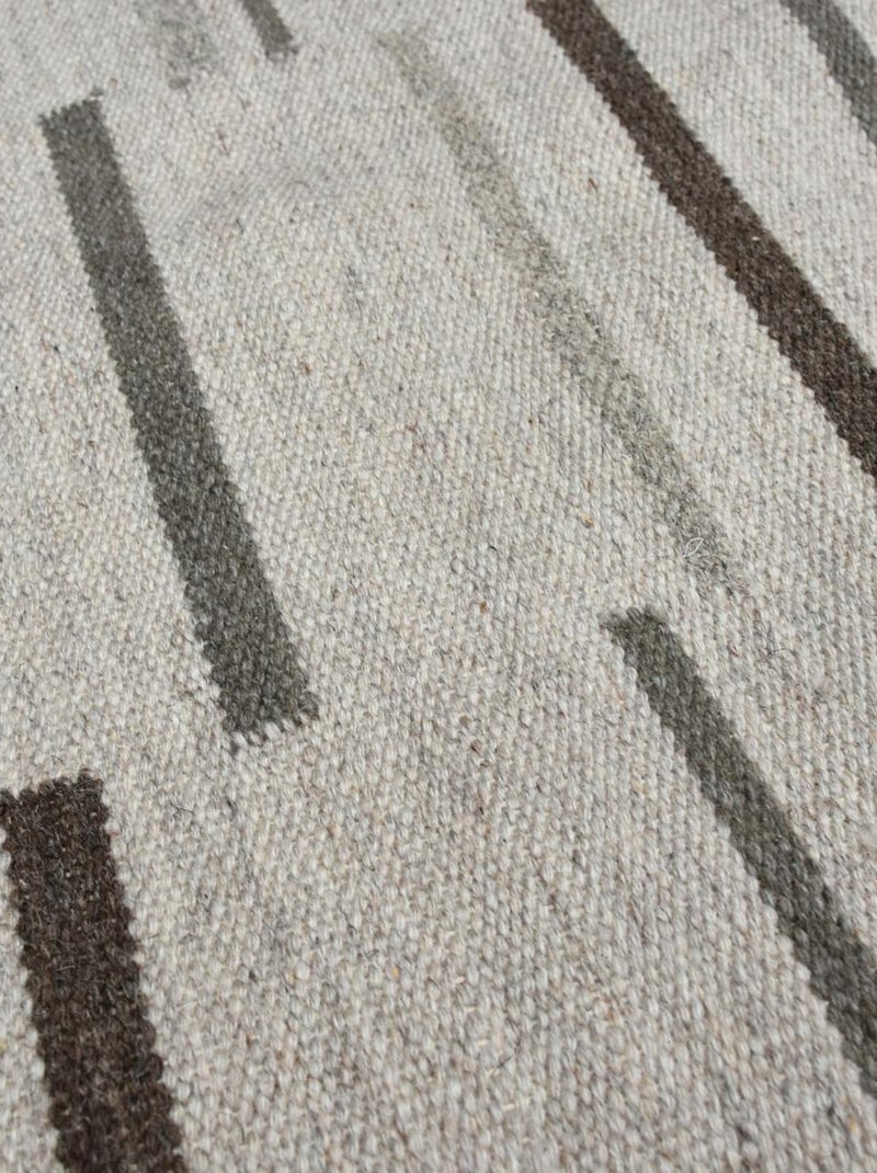 Tapis kilim FOPTAN, fait à la main en laine motif géométrique Gris - Kiabi