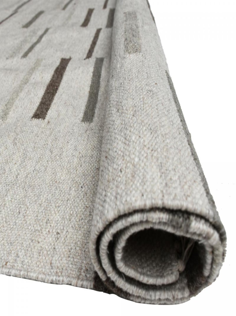 Tapis kilim FOPTAN, fait à la main en laine motif géométrique Gris - Kiabi
