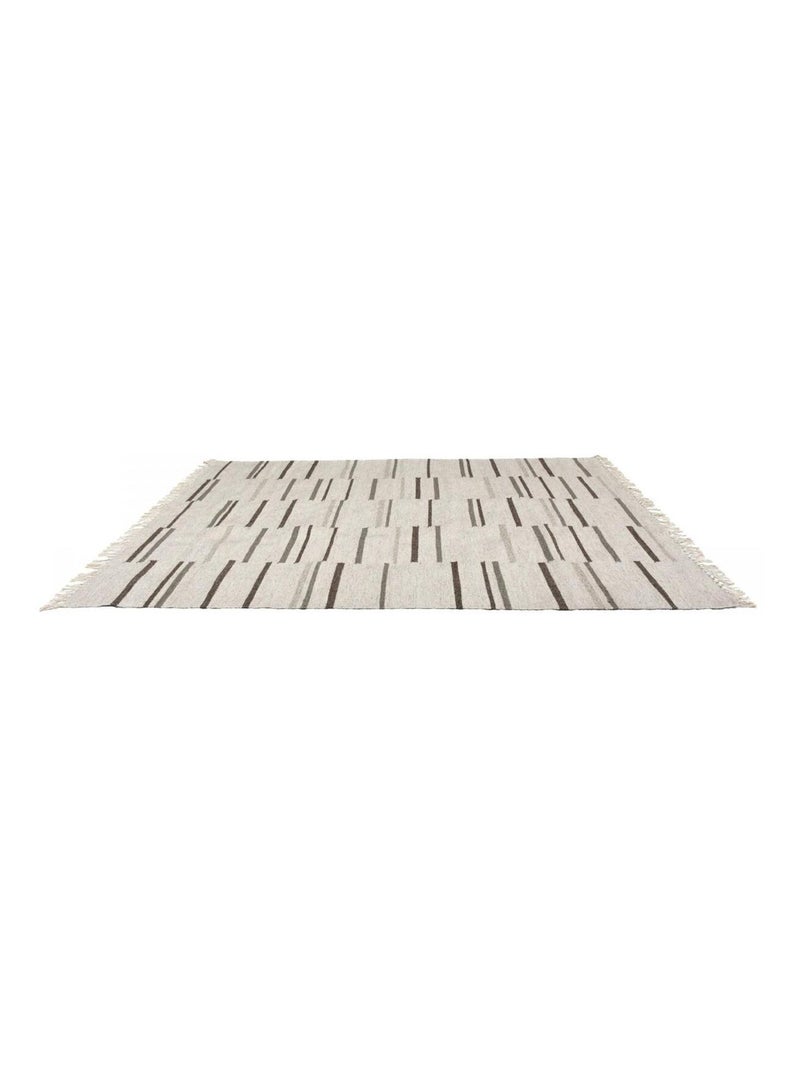 Tapis kilim FOPTAN, fait à la main en laine motif géométrique Gris - Kiabi