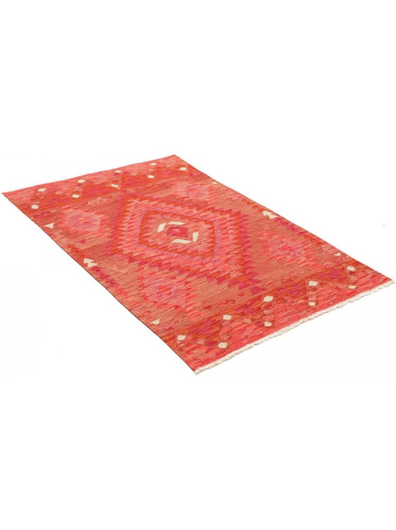 Tapis kilim géométrique, tissé plat en laine, kilim 33 Rouge - Kiabi