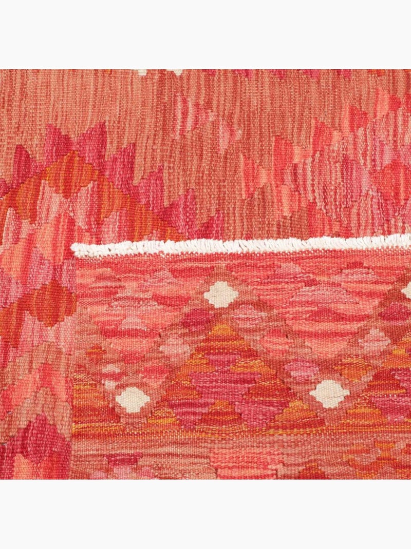 Tapis kilim géométrique, tissé plat en laine, kilim 33 Rouge - Kiabi