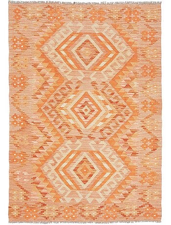 Tapis kilim géométrique, tissé plat en laine, kilim 58