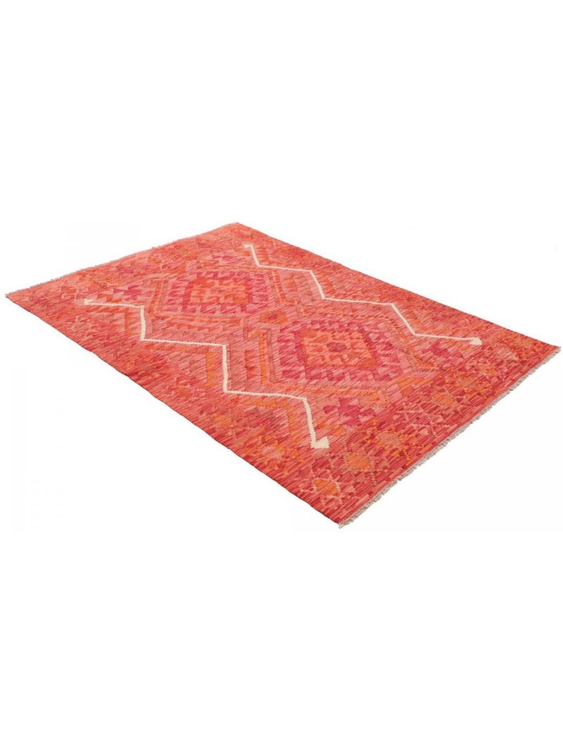 Tapis kilim géométrique, tissé plat en laine, kilim 77 Rouge - Kiabi
