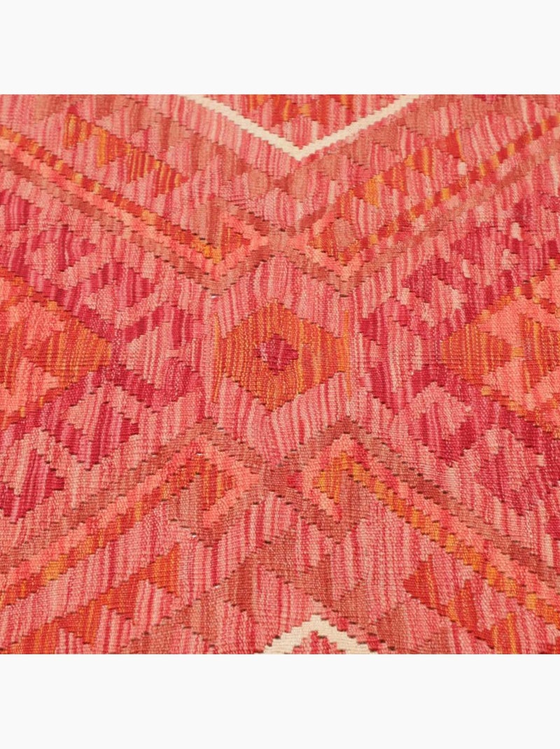 Tapis kilim géométrique, tissé plat en laine, kilim 77 Rouge - Kiabi