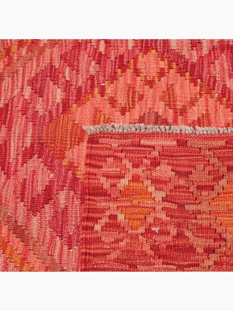 Tapis kilim géométrique, tissé plat en laine, kilim 77 Rouge - Kiabi