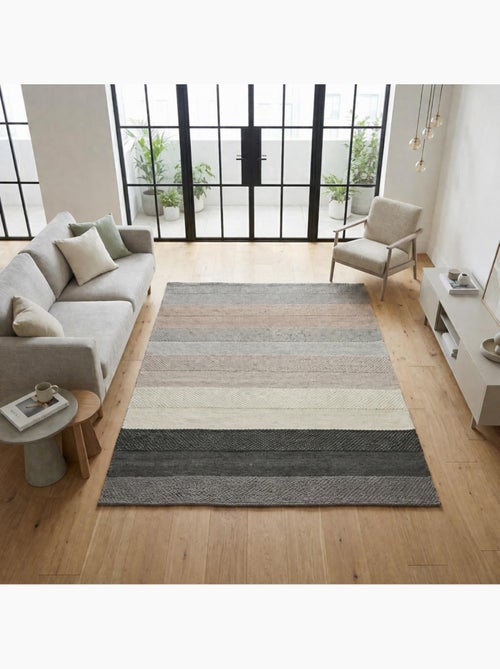 Tapis kilim GRATA, fait à la main en laine motif géométrique - Kiabi