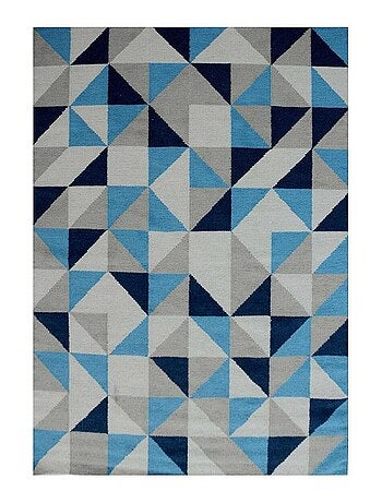 Tapis kilim LYN12 SCANDIN, fait main en laine motif géométrique