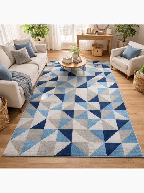 Tapis kilim LYN12 SCANDIN, fait main en laine motif géométrique - Kiabi