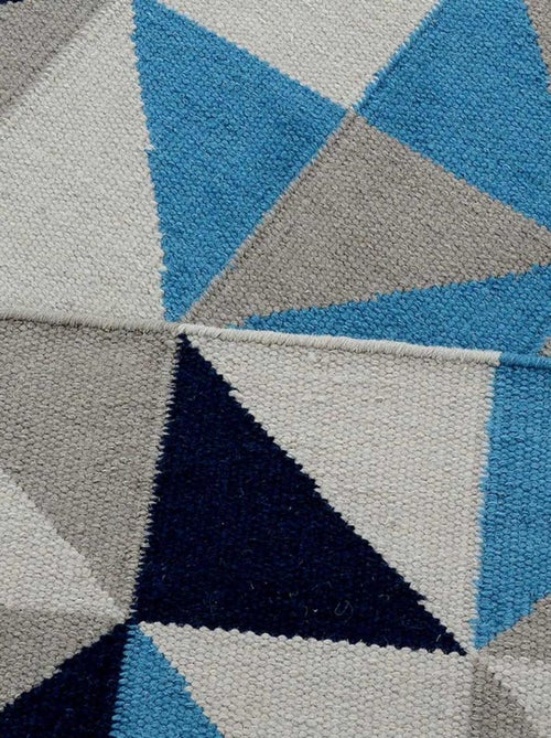 Tapis kilim LYN12 SCANDIN, fait main en laine motif géométrique - Kiabi
