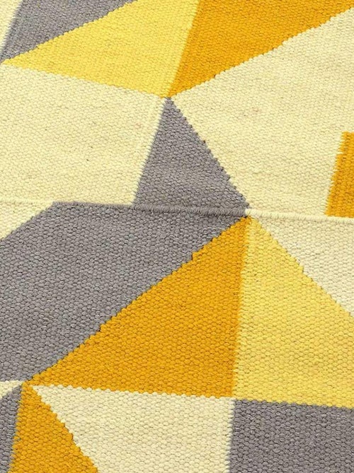 Tapis kilim LYN12 SCANDIN, fait main en laine motif géométrique - Kiabi