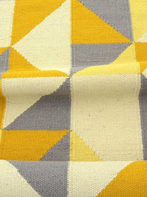 Tapis kilim LYN12 SCANDIN, fait main en laine motif géométrique - Kiabi