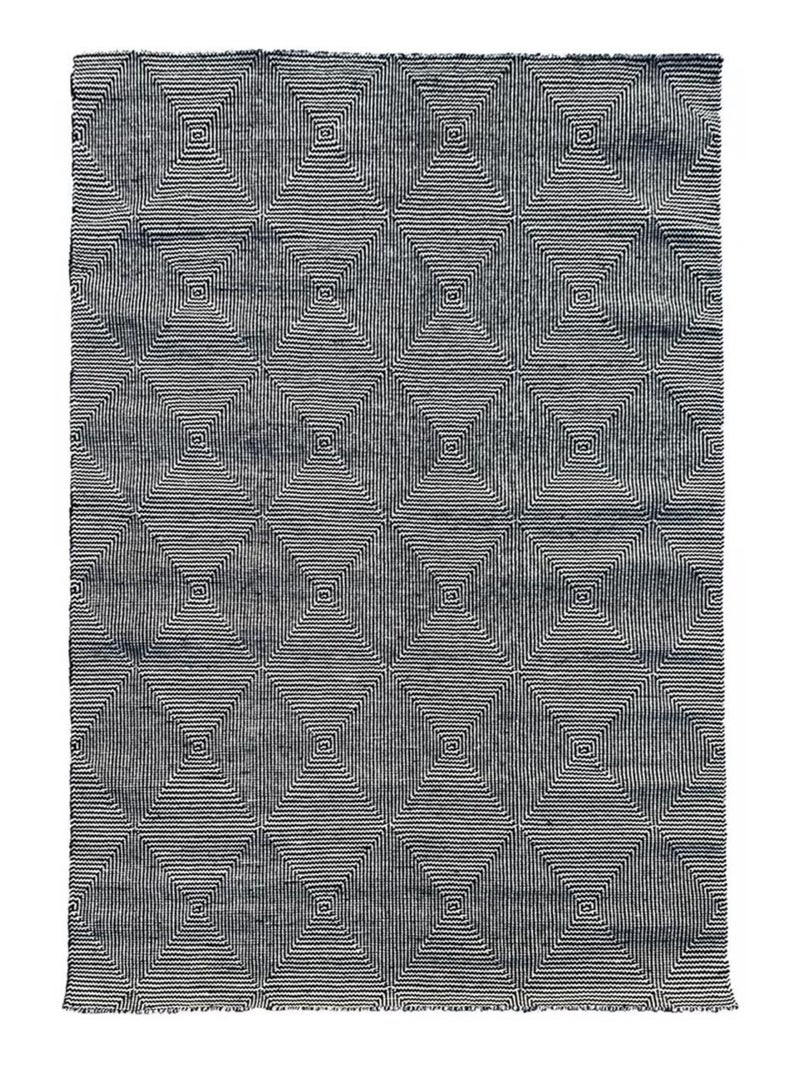 Tapis kilim MICAN, fait à la main en laine motif géométrique Gris - Kiabi