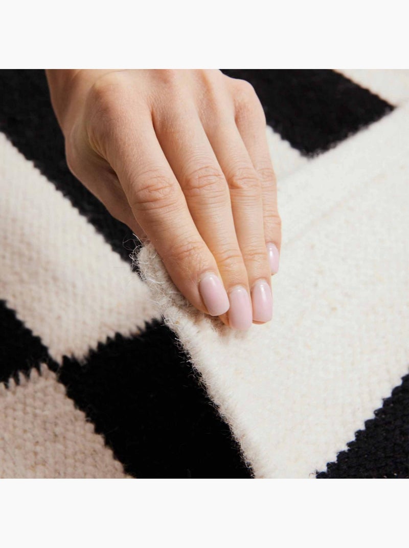 Tapis kilim, motif géométrique, tissé main, donna chic authentique Noir - Kiabi