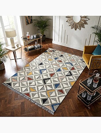Tapis kilim MULTILO, fait à la main en laine motif géométrique