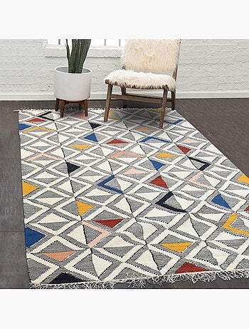 Tapis kilim MULTILO, fait à la main en laine motif géométrique