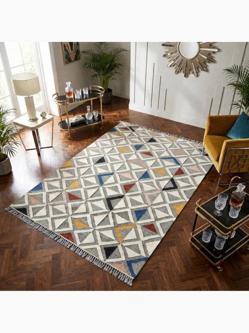 Tapis kilim MULTILO, fait à la main en laine motif géométrique - Kiabi