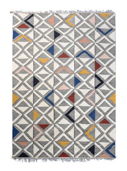 Tapis kilim MULTILO, fait à la main en laine motif géométrique - Kiabi
