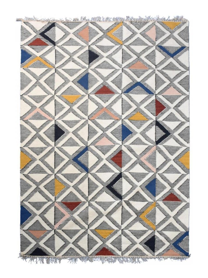 Tapis kilim MULTILO, fait à la main en laine motif géométrique Multicolore - Kiabi