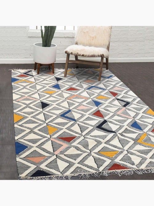 Tapis kilim MULTILO, fait à la main en laine motif géométrique - Kiabi