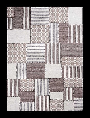 Tapis kilim PATCHWINDIA, fait à la main en laine motif géométrique