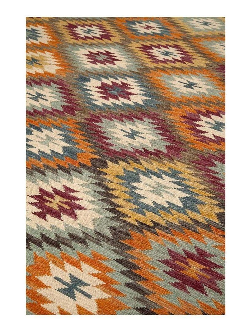 Tapis kilim plat laine et coton avec franges Bamako Multicolore - Kiabi