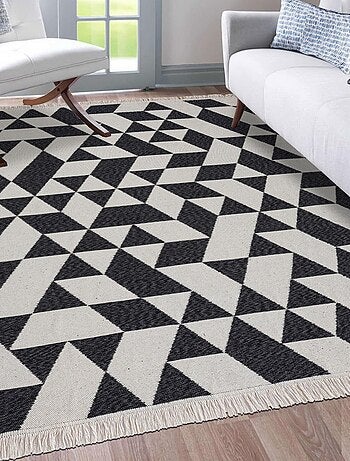 Tapis kilim reversible en coton motif géométrique BI