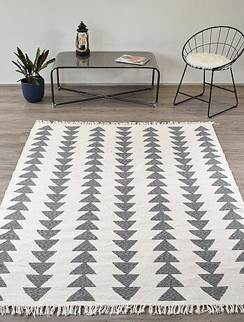 Tapis kilim reversible en coton motif scandinave BE