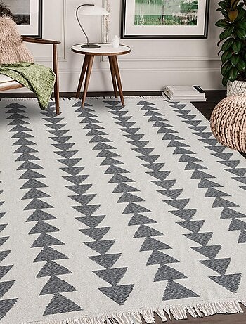 Tapis kilim reversible en coton motif scandinave BE