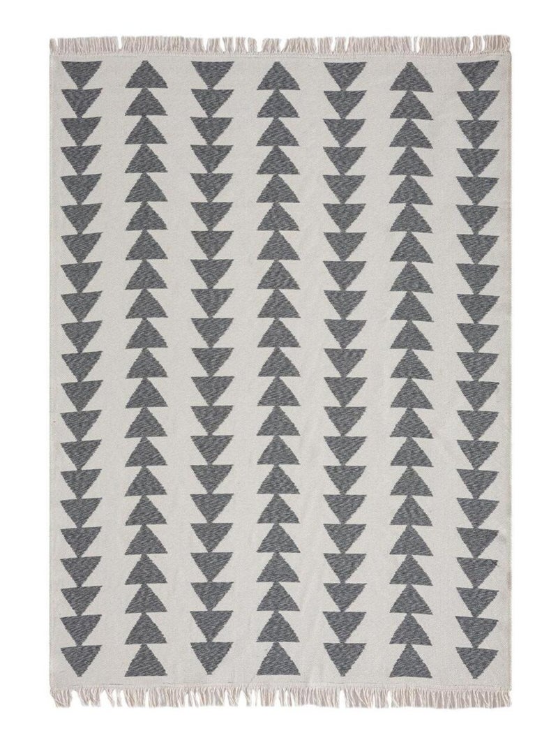 Tapis kilim reversible en coton motif scandinave BE Ecru - Kiabi