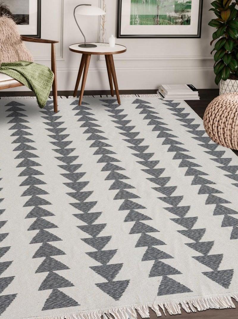 Tapis kilim reversible en coton motif scandinave BE Ecru - Kiabi