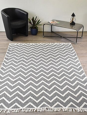 Tapis kilim reversible en coton motif scandinave BY