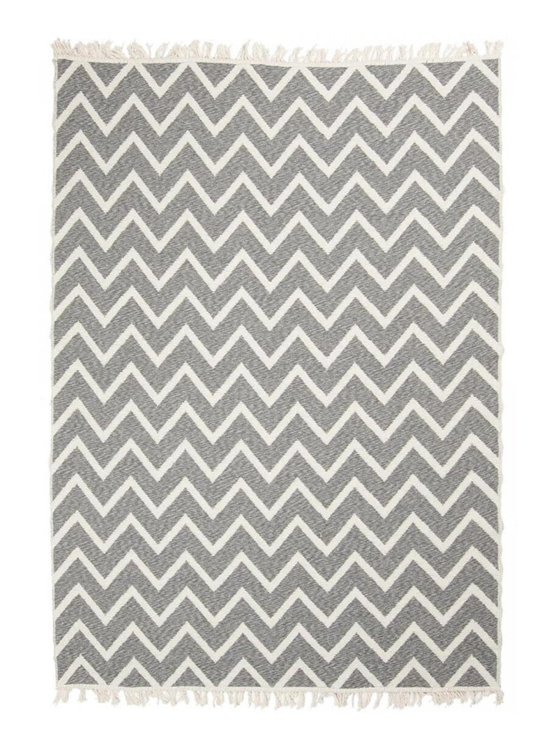 Tapis kilim reversible en coton motif scandinave BY Gris - Kiabi