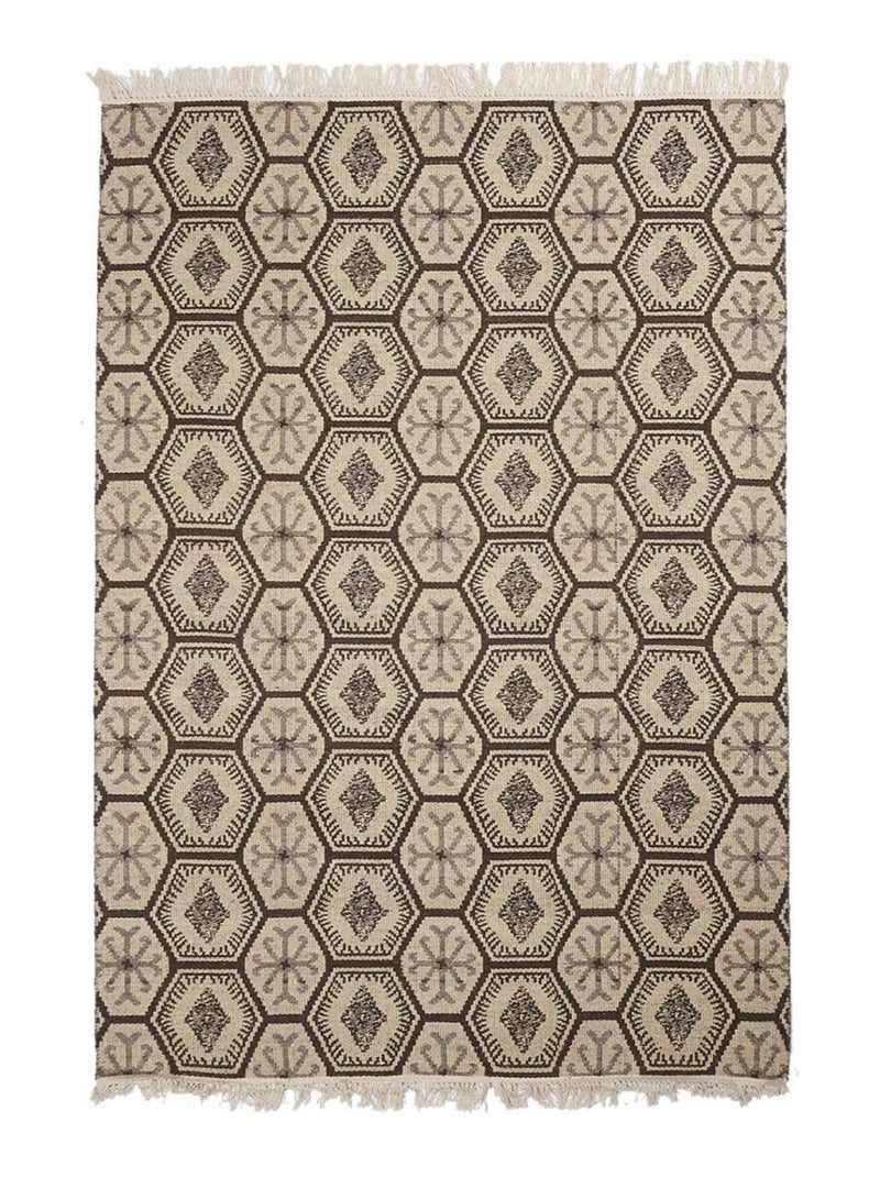 Tapis kilim reversible fait à la main en laine MALSA Gris - Kiabi